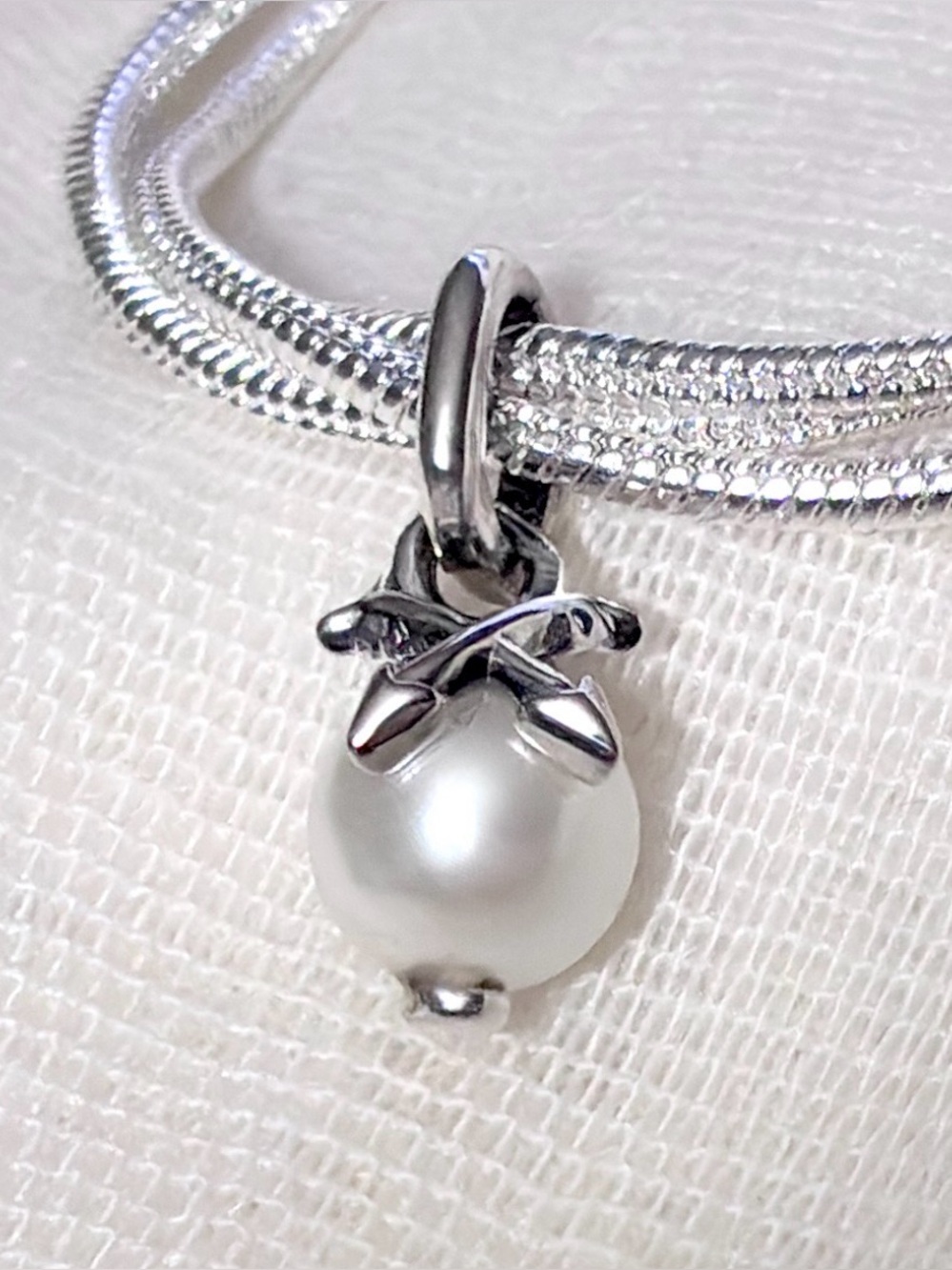 Pearl & Arrows Dangle Charm | | 925 Sterling Silver | White Pearl